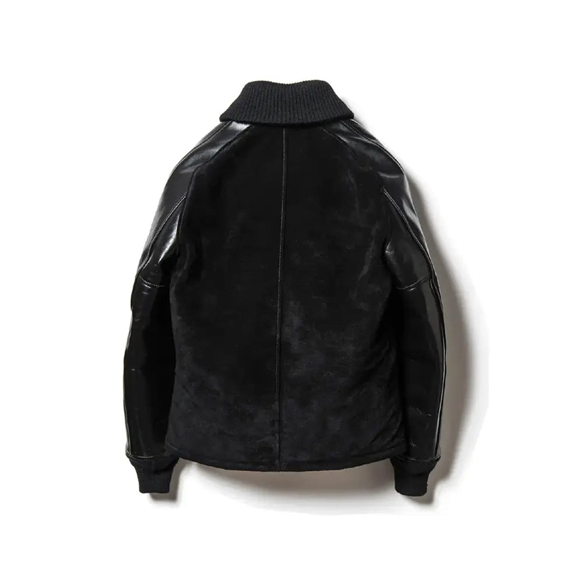 Y'2 Leather PB-147 Steer Roughout & Vintage Horse Light Varsity Jacket Black