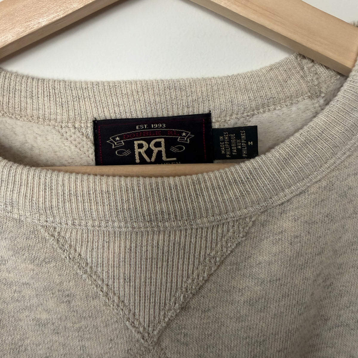 RRL Logo Fleece Sweatshirt Oatmeal Heather PRE-OWNED/ FINAL SALE