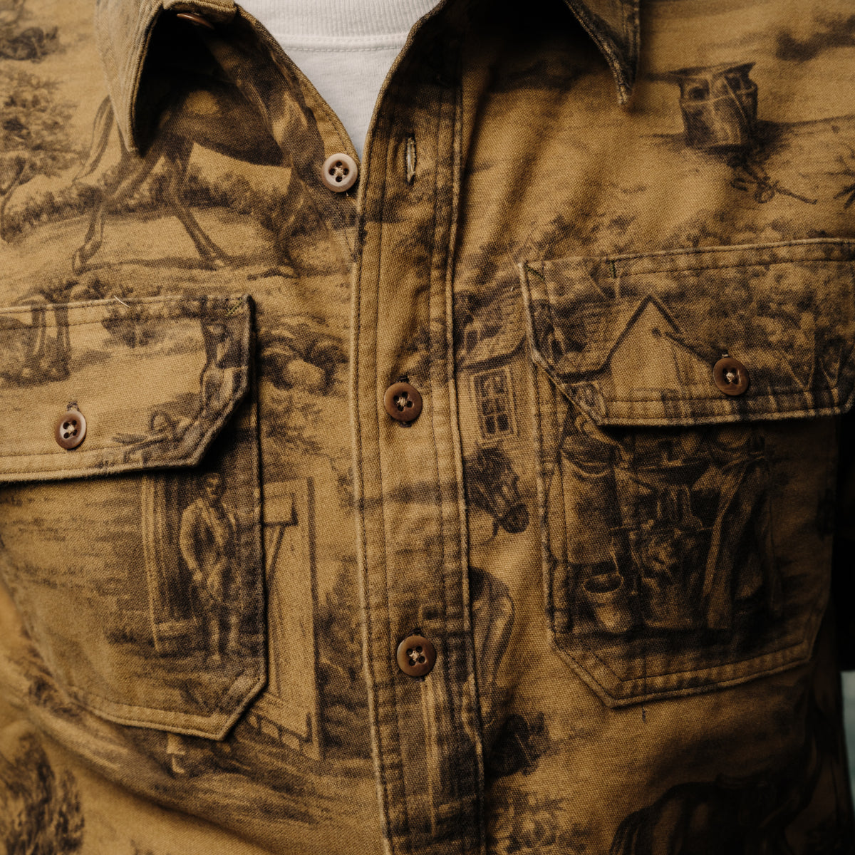 RRL Moleskin Printed Stables Sport Shirt Brown FINAL SALE
