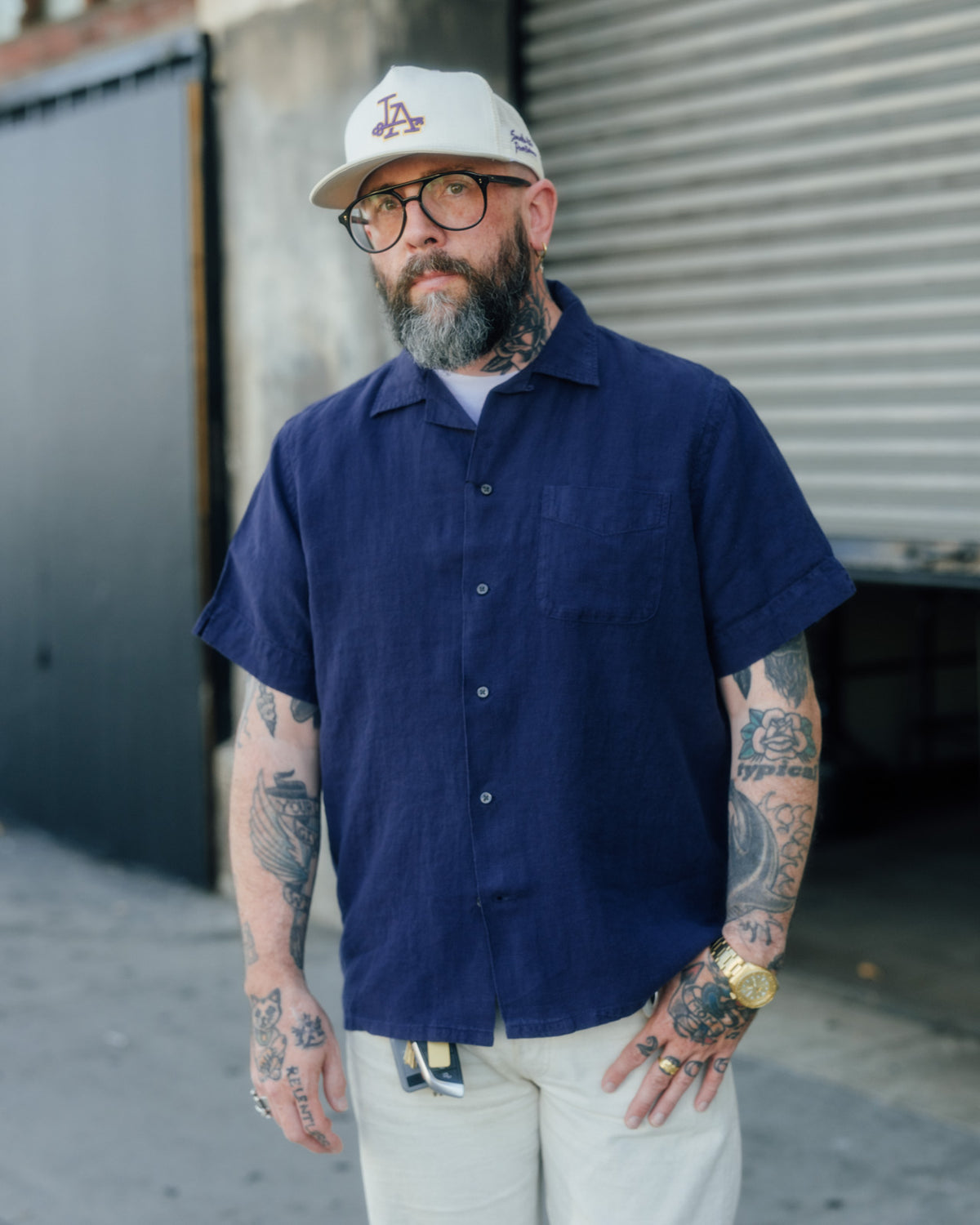 Polo Ralph Lauren Classic Fit Slub Linen Camp Shirt Newport Navy FINAL SALE