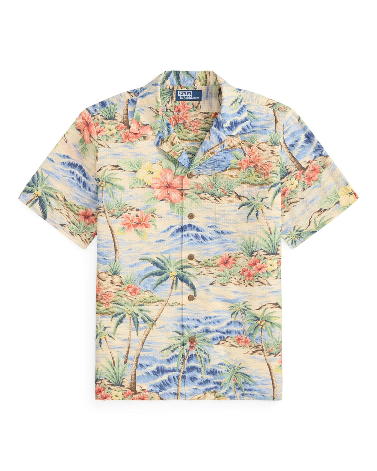 Polo Ralph Lauren Classic Fit Seersucker Camp Shirt Harbor Cove Palms FINAL SALE