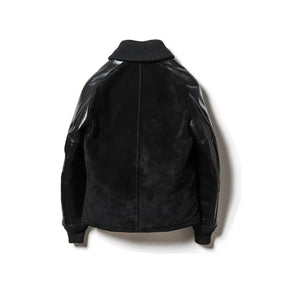 Y'2 Leather PB-147 Steer Roughout & Vintage Horse Light Varsity Jacket Black