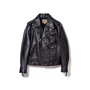 Y'2 Leather ITR-55  Iron Tanned Horse D-Pocket Double Breasted Riders Black