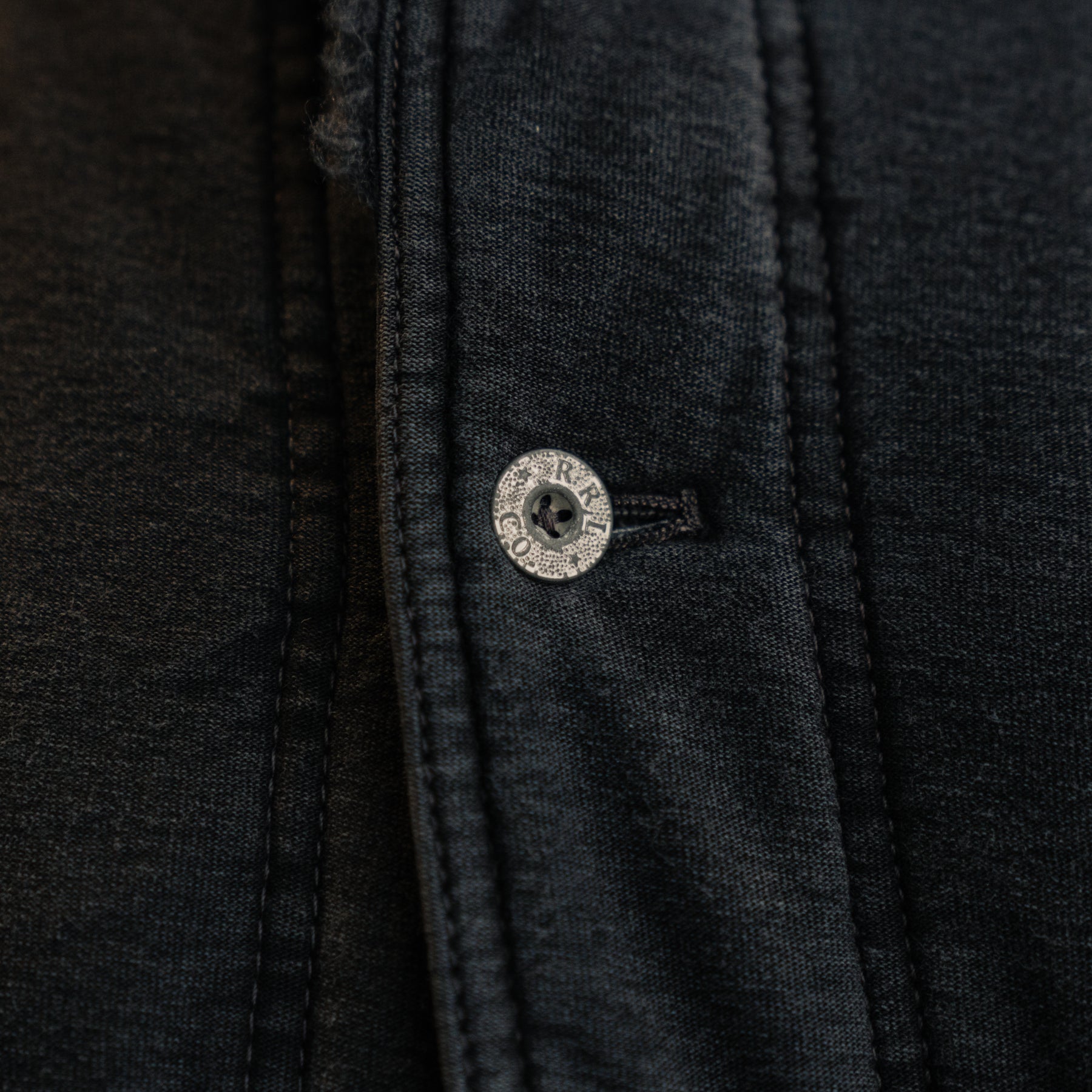 RRL Fleece-Collar Quilted Jersey Jacket Faded Black FINAL SALE