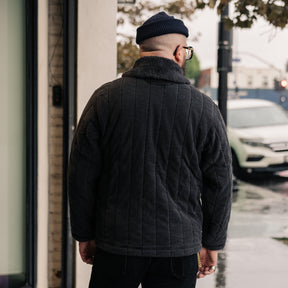 RRL Fleece-Collar Quilted Jersey Jacket Faded Black FINAL SALE