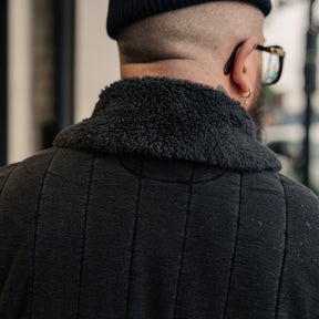 RRL Fleece-Collar Quilted Jersey Jacket Faded Black FINAL SALE