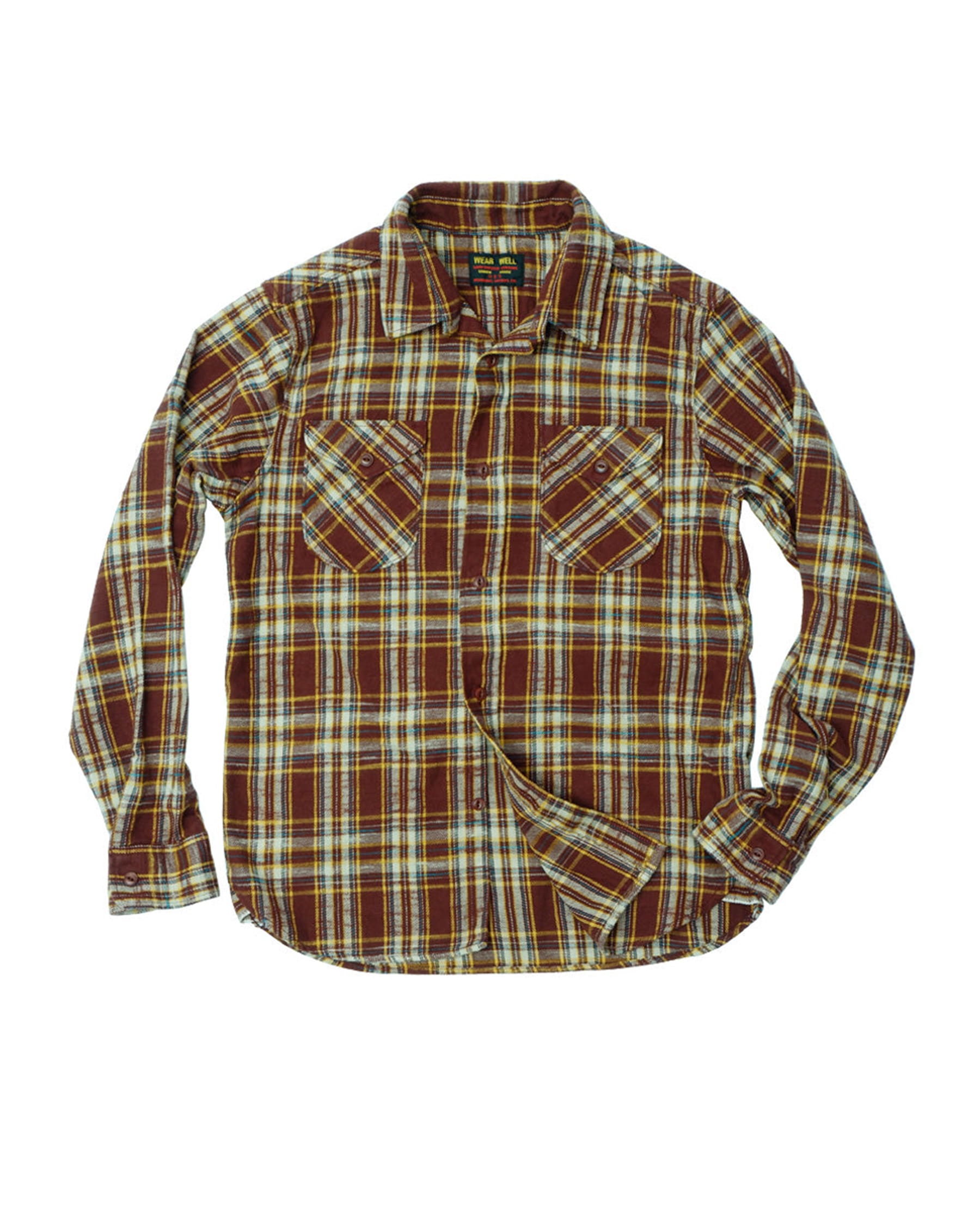 UES 502655 Slubby Flannel Shirt Brown