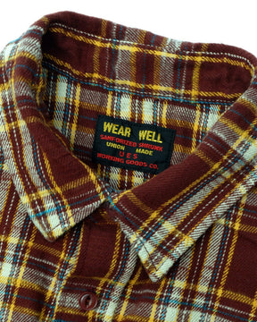 UES 502655 Slubby Flannel Shirt Brown