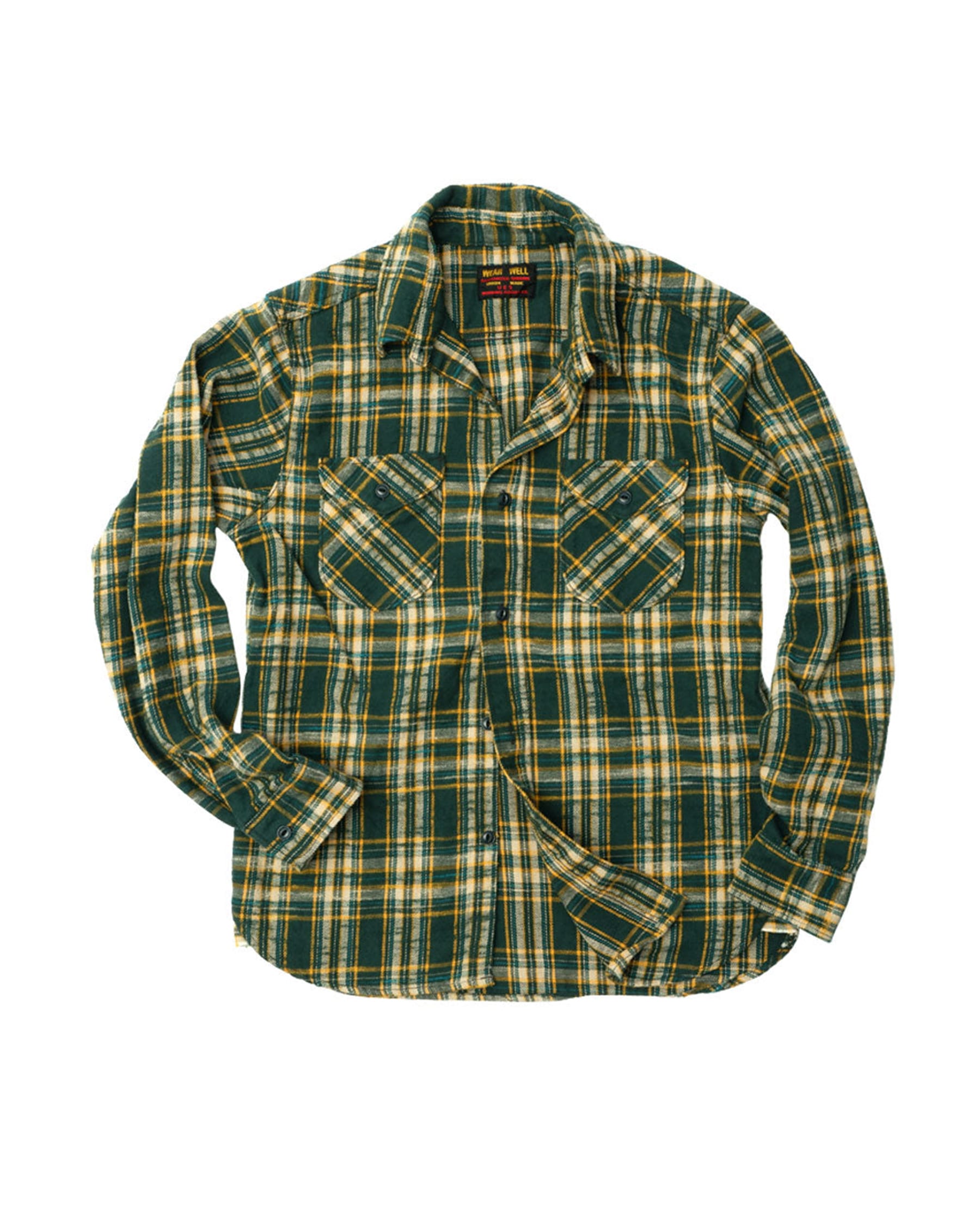 UES 502655 Slubby Flannel Shirt Green