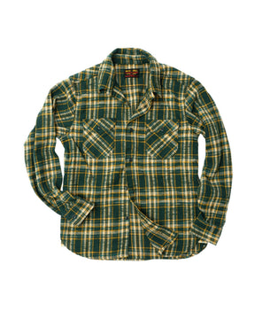 UES 502655 Slubby Flannel Shirt Green