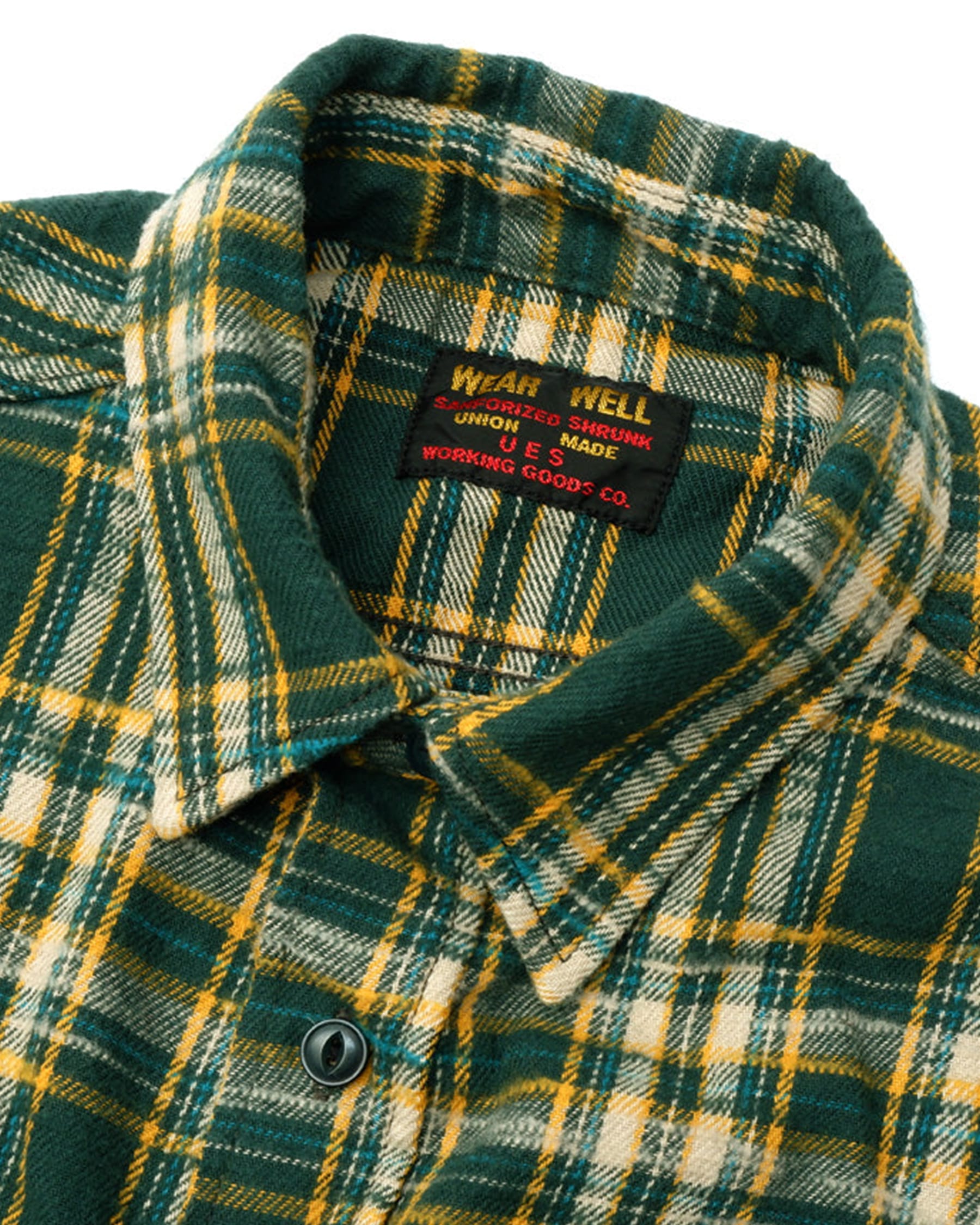 UES 502655 Slubby Flannel Shirt Green
