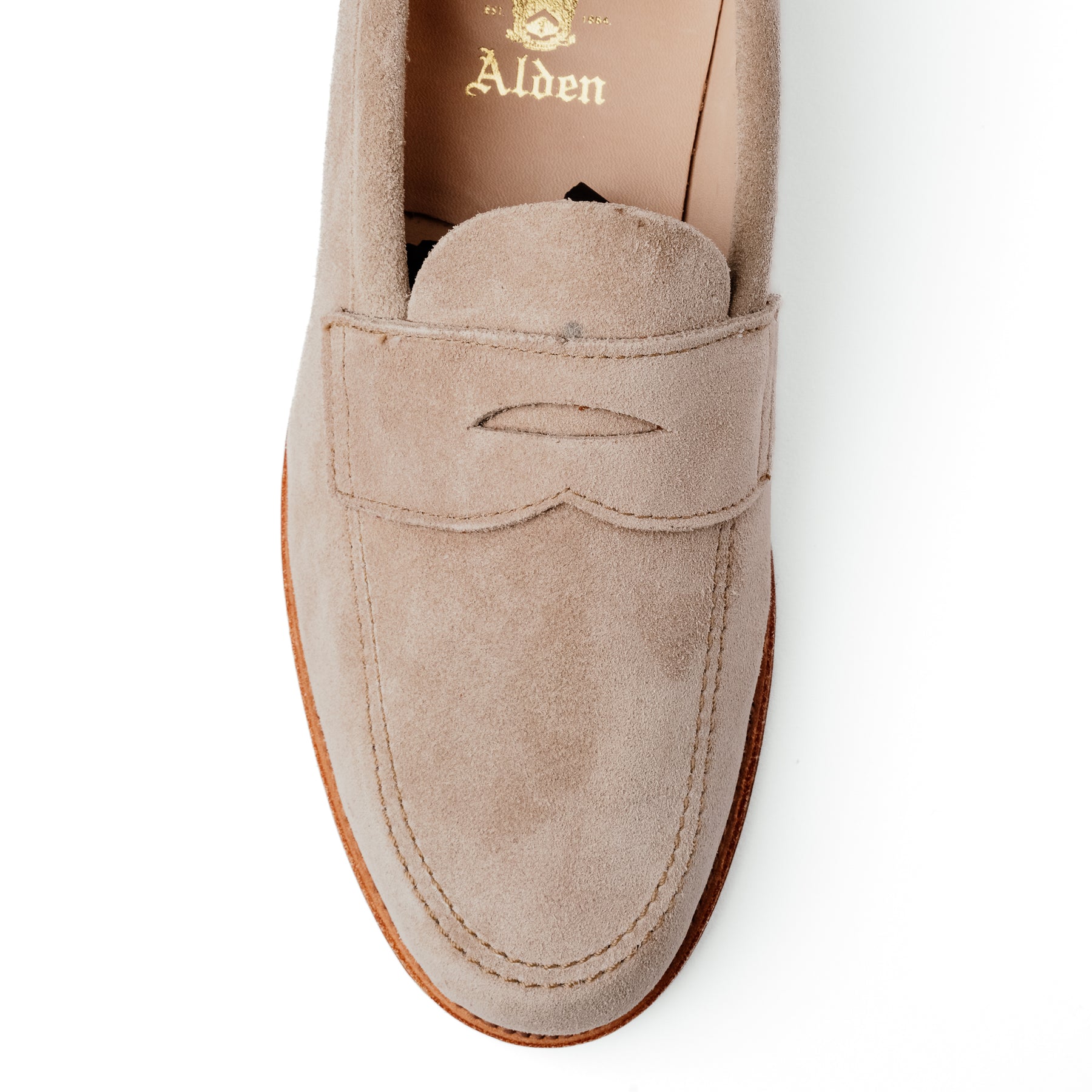 Alden x Snake Oil Provisions Unlined Penny Loafer Milkshake Suede