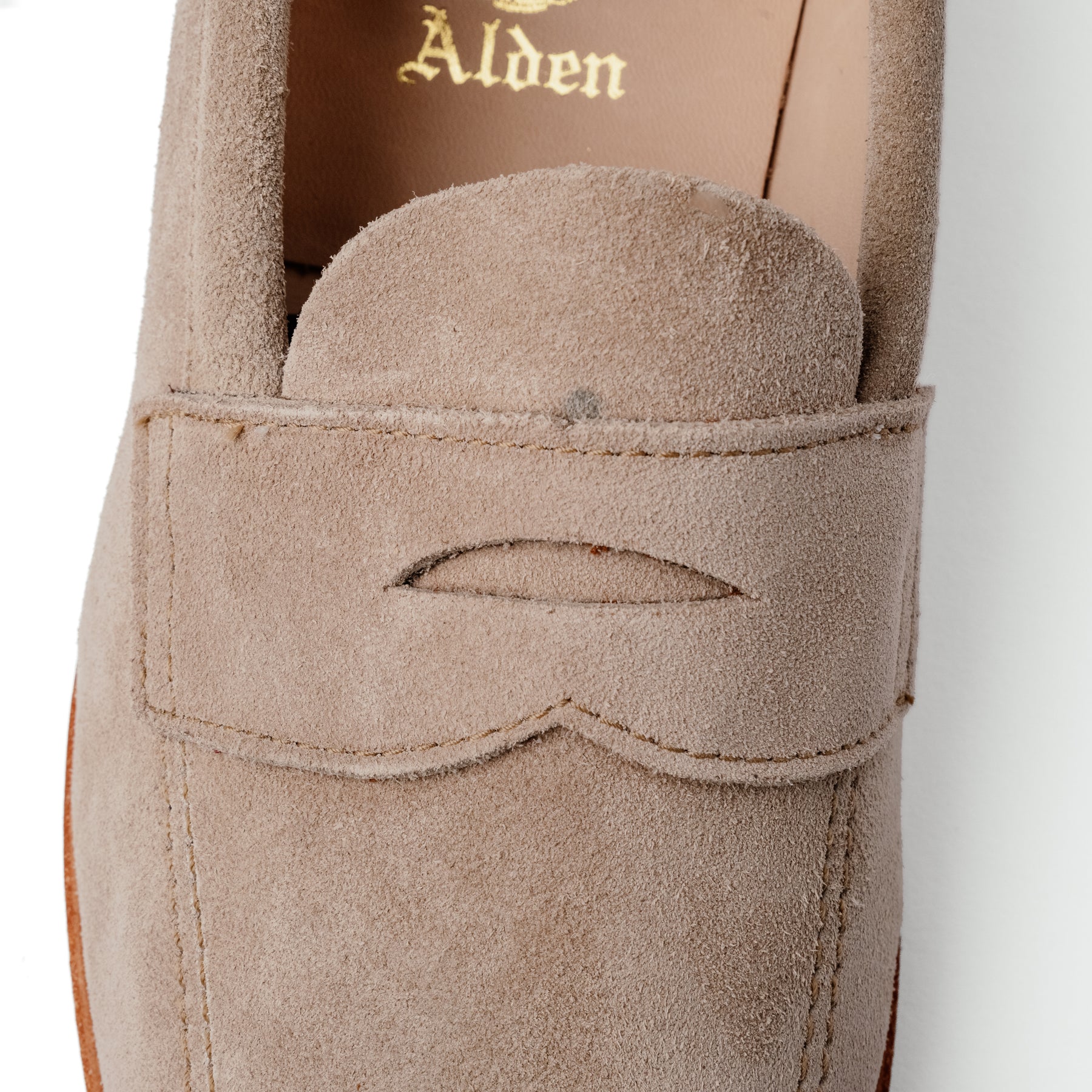 Alden x Snake Oil Provisions Unlined Penny Loafer Milkshake Suede