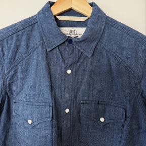 Rogue Territory 9oz Indigo Mock Twist Western Shirt Size M PRE-OWNED/ FINAL SALE