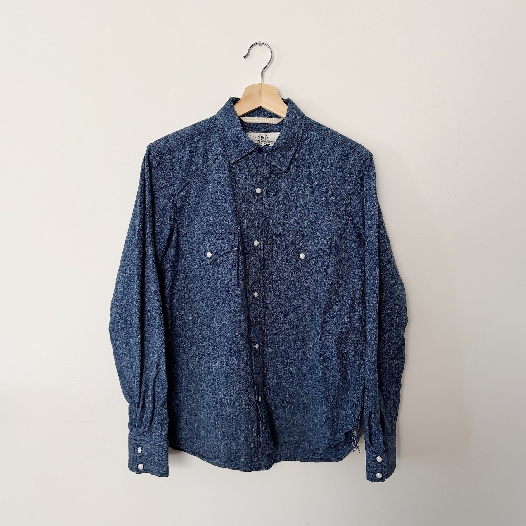 Rogue Territory 9oz Indigo Mock Twist Western Shirt Size M PRE-OWNED/ FINAL SALE