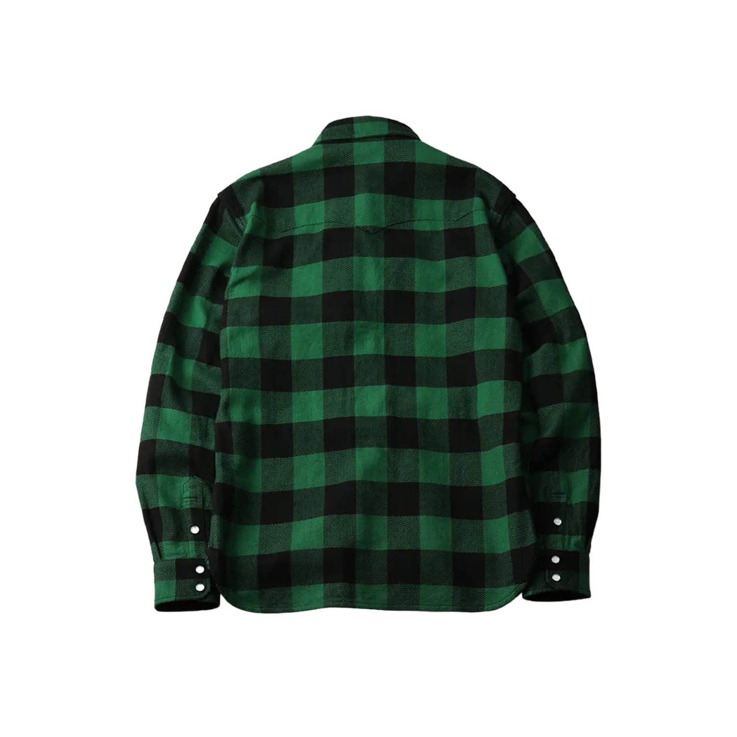 The Flat Head FN-SNW-101L Block Check Flannel Western Shirt Green x Black