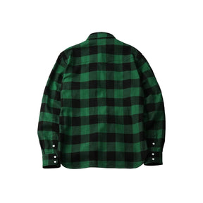 The Flat Head FN-SNW-101L Block Check Flannel Western Shirt Green x Black