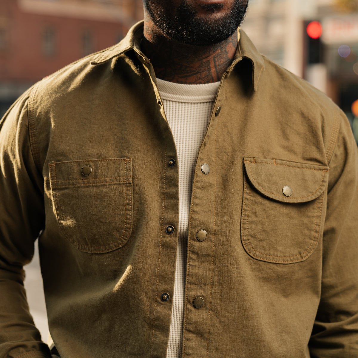 Rogue Territory Dyed Canvas Work Shirt Golden Brown FINAL SALE