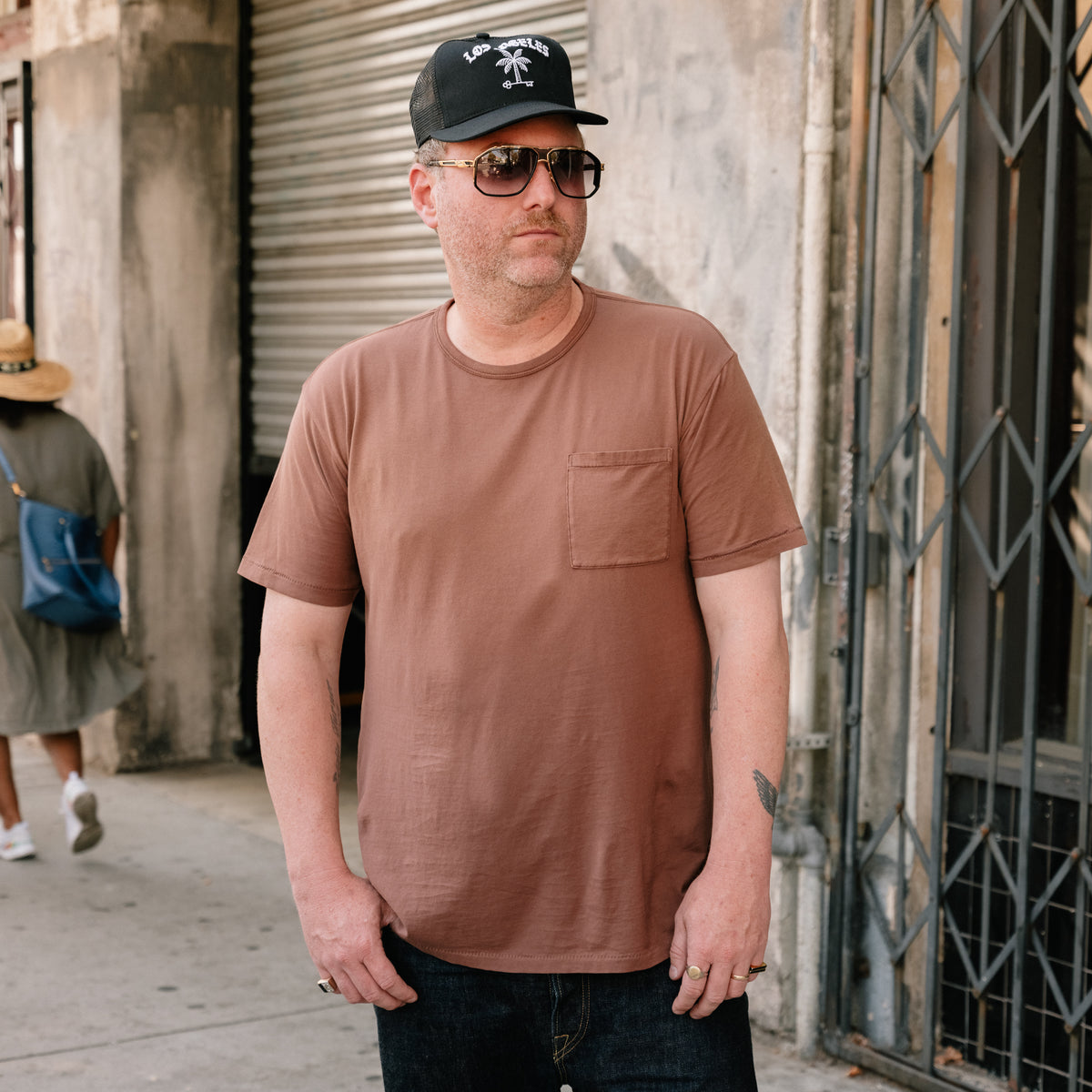 RRL Garment Dyed Pocket T-Shirt Chocolate FINAL SALE