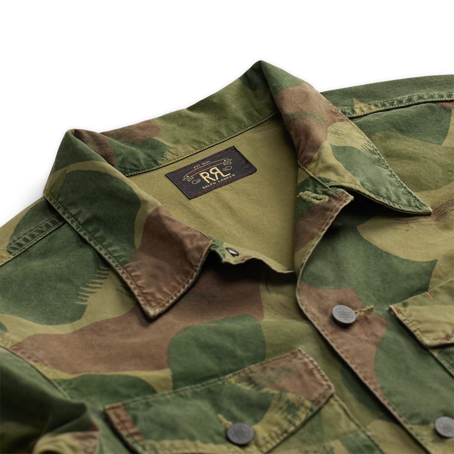 RRL Camo Poplin Overshirt Brush Stroke Camo