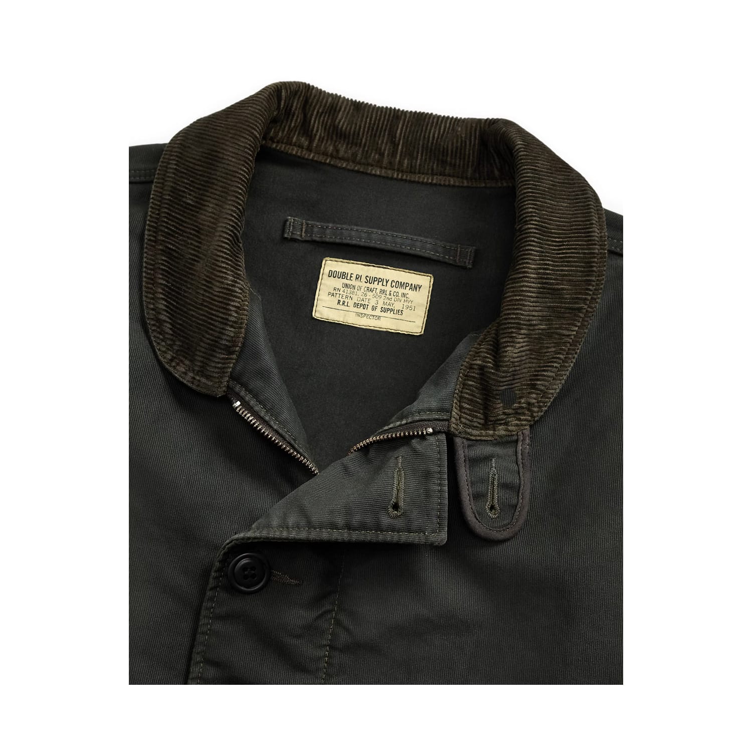RRL Corduroy-Collar Cotton Deck Jacket Vintage Black