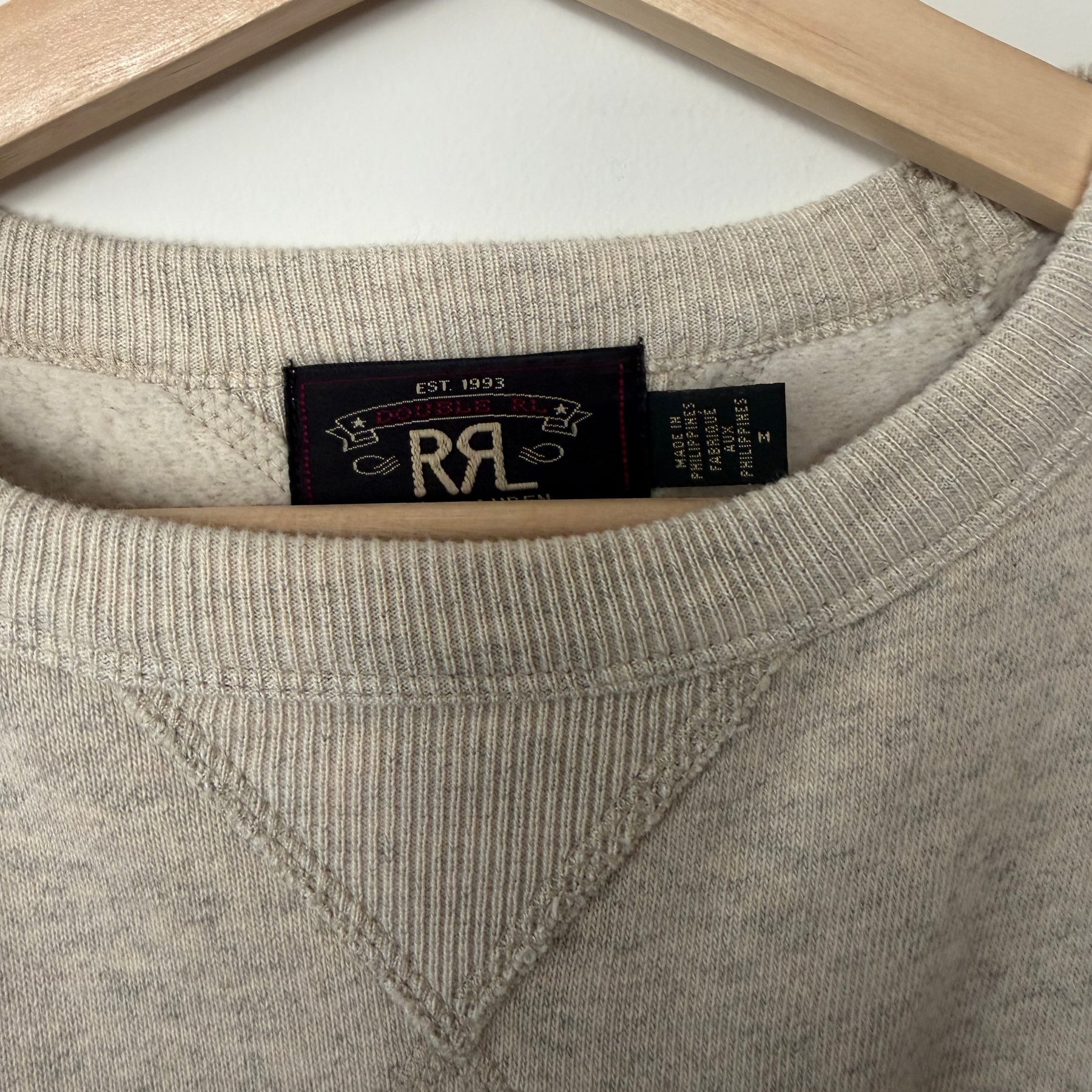 RRL Logo Fleece Sweatshirt Oatmeal Heather PRE-OWNED/ FINAL SALE