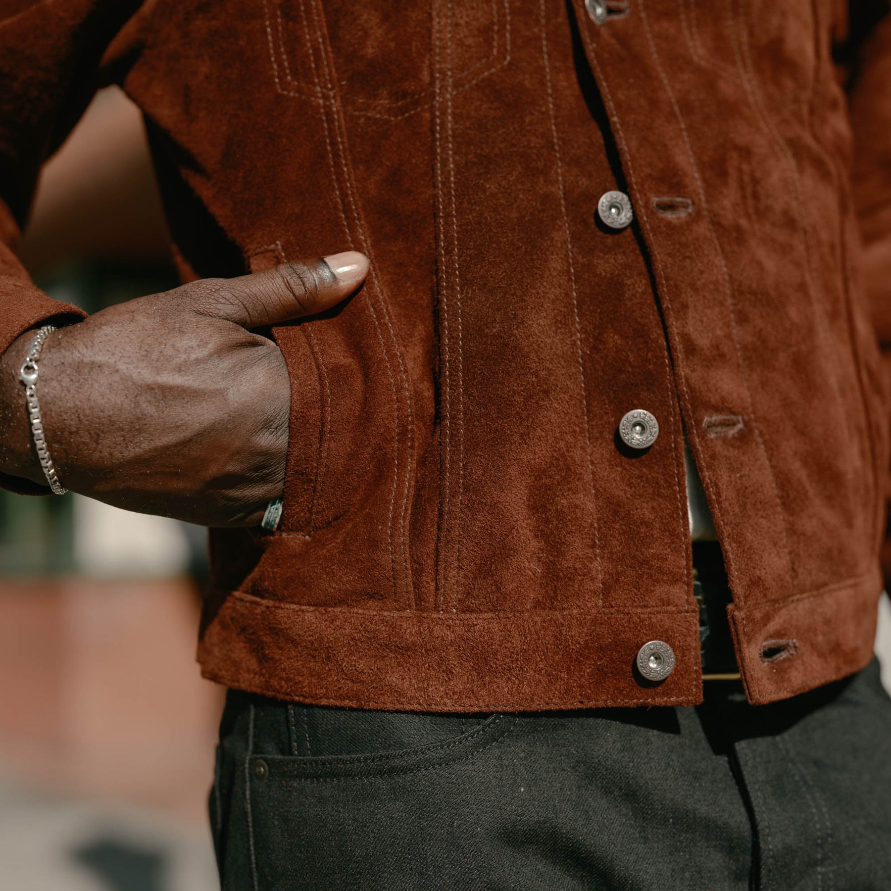Double Helix Western Pioneer Horsehide Type III Jacket Dark Brown Suede | SPECIAL ORDER ONLY