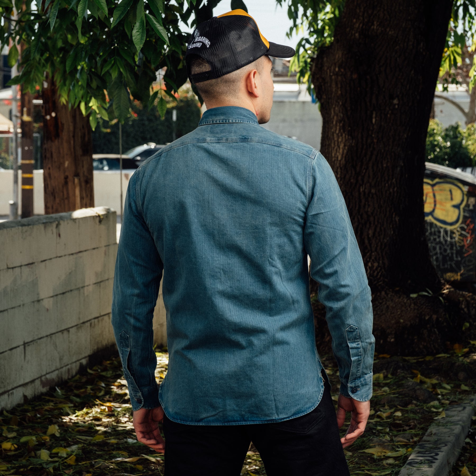 RRL Herringbone Twill Work Shirt Faded Indigo