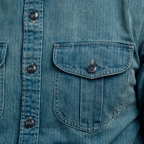 RRL Herringbone Twill Work Shirt Faded Indigo