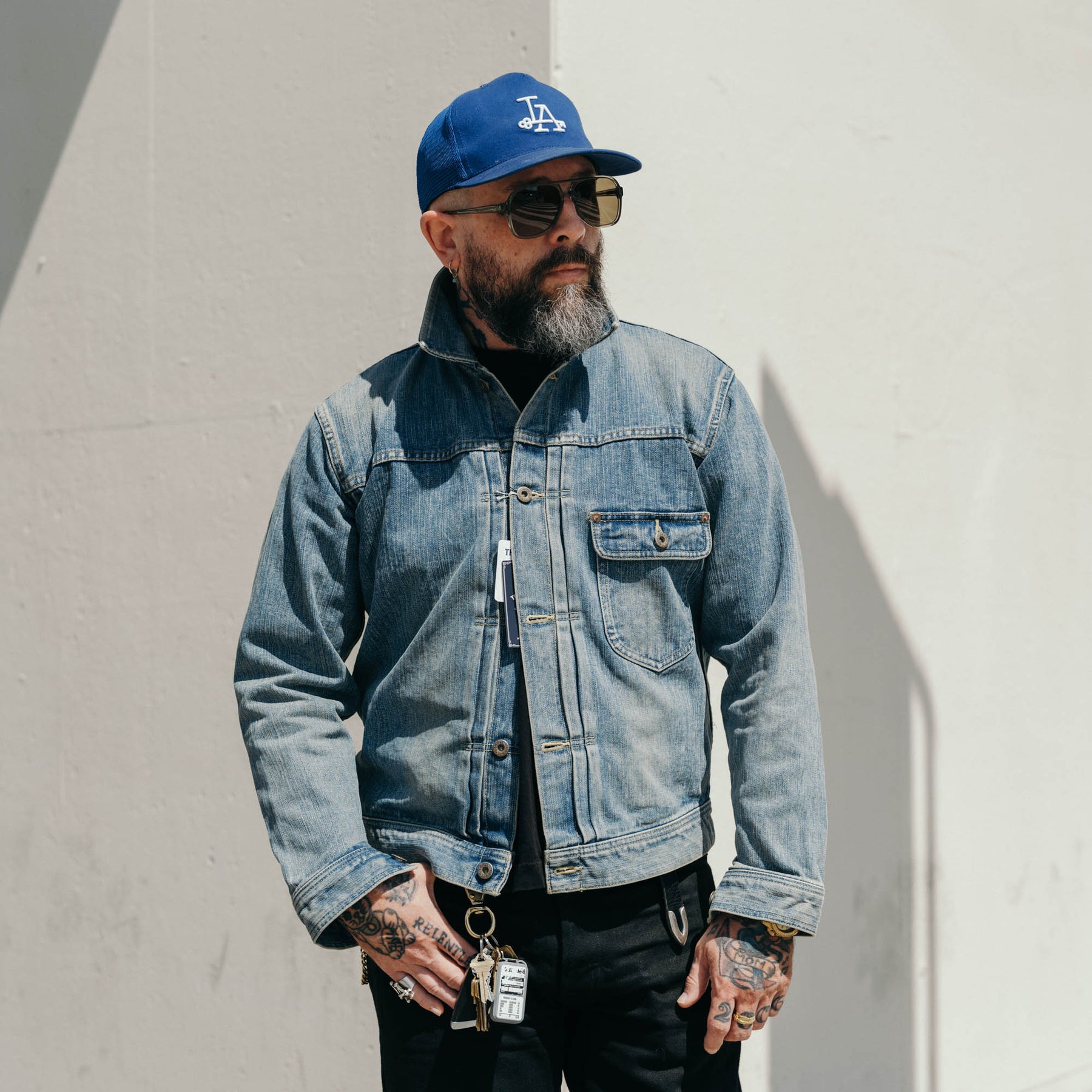The Flat Head FN-OJ-D101C Left Hand Zimbabwe Cotton Denim Jacket Real Aging