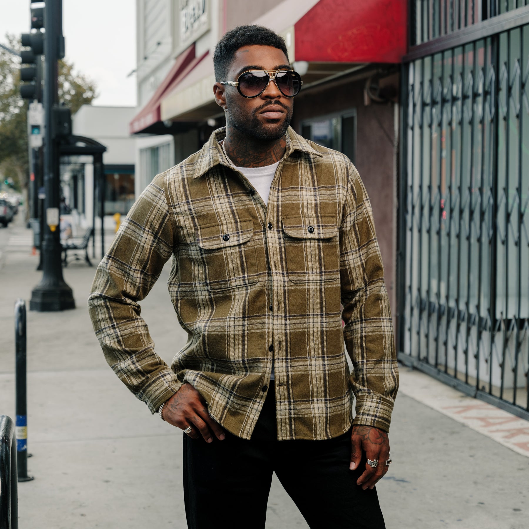 Rogue Territory Field Shirt Olive Plaid Flannel FINAL SALE