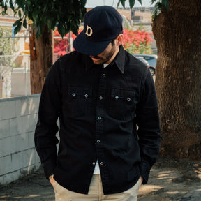 RRL Slim Fit Denim Western Shirt Black