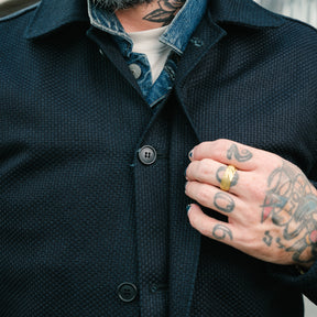 Rouge Territory x Snake Oil Provisions Sashiko Trench Coat Indigo