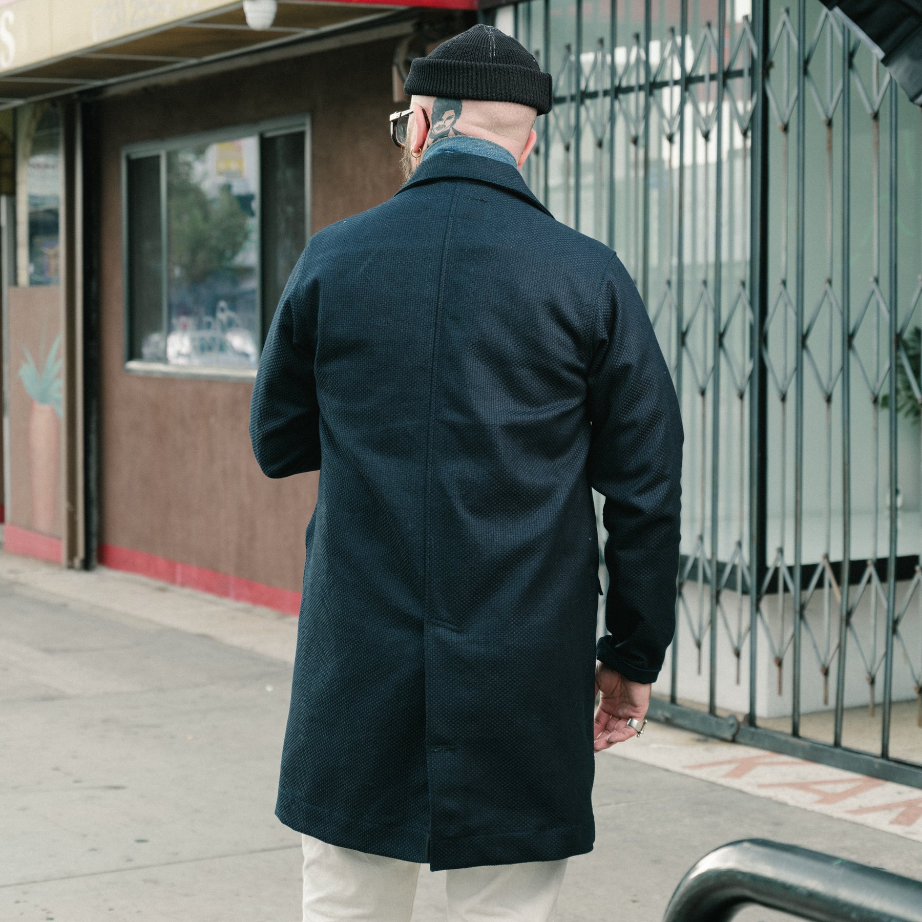 Rouge Territory x Snake Oil Provisions Sashiko Trench Coat Indigo