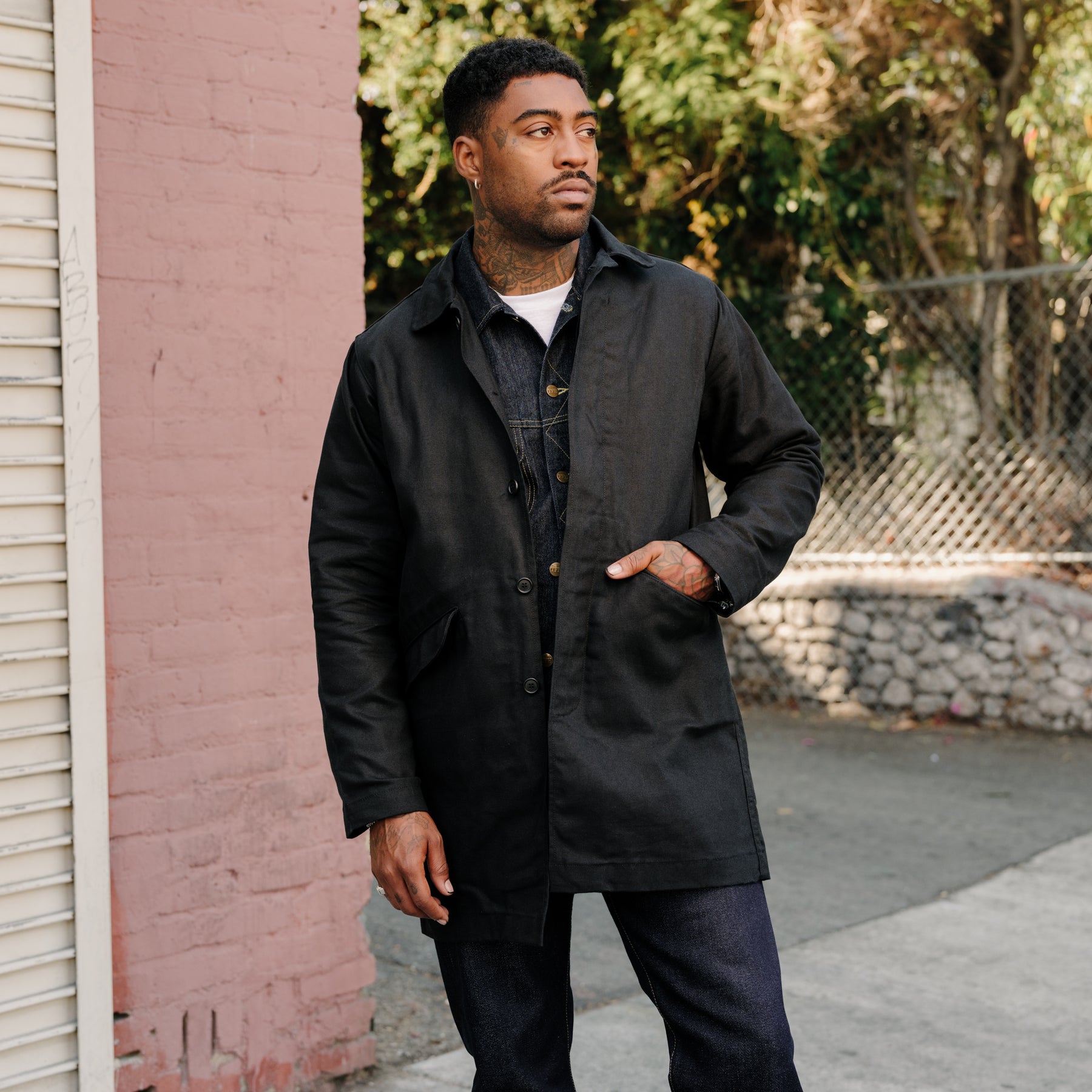 Rogue Territory Dry Wax Canvas Trench Coat Black FINAL SALE