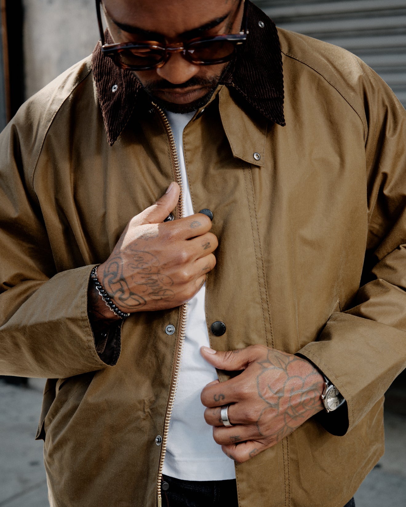 Barbour OS Transport Wax Jacket Sand