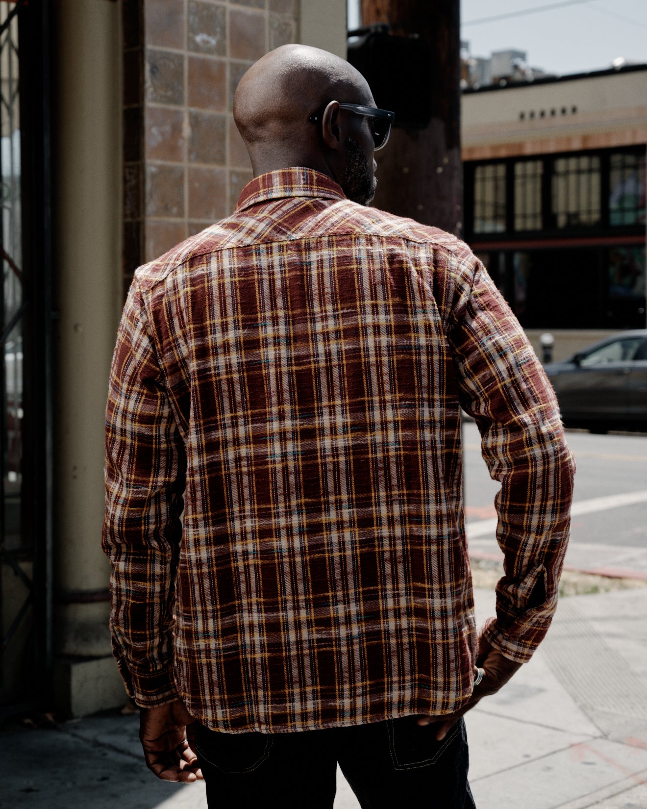 UES 502655 Slubby Flannel Shirt Brown