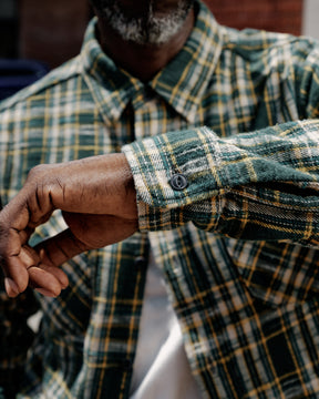 UES 502655 Slubby Flannel Shirt Green