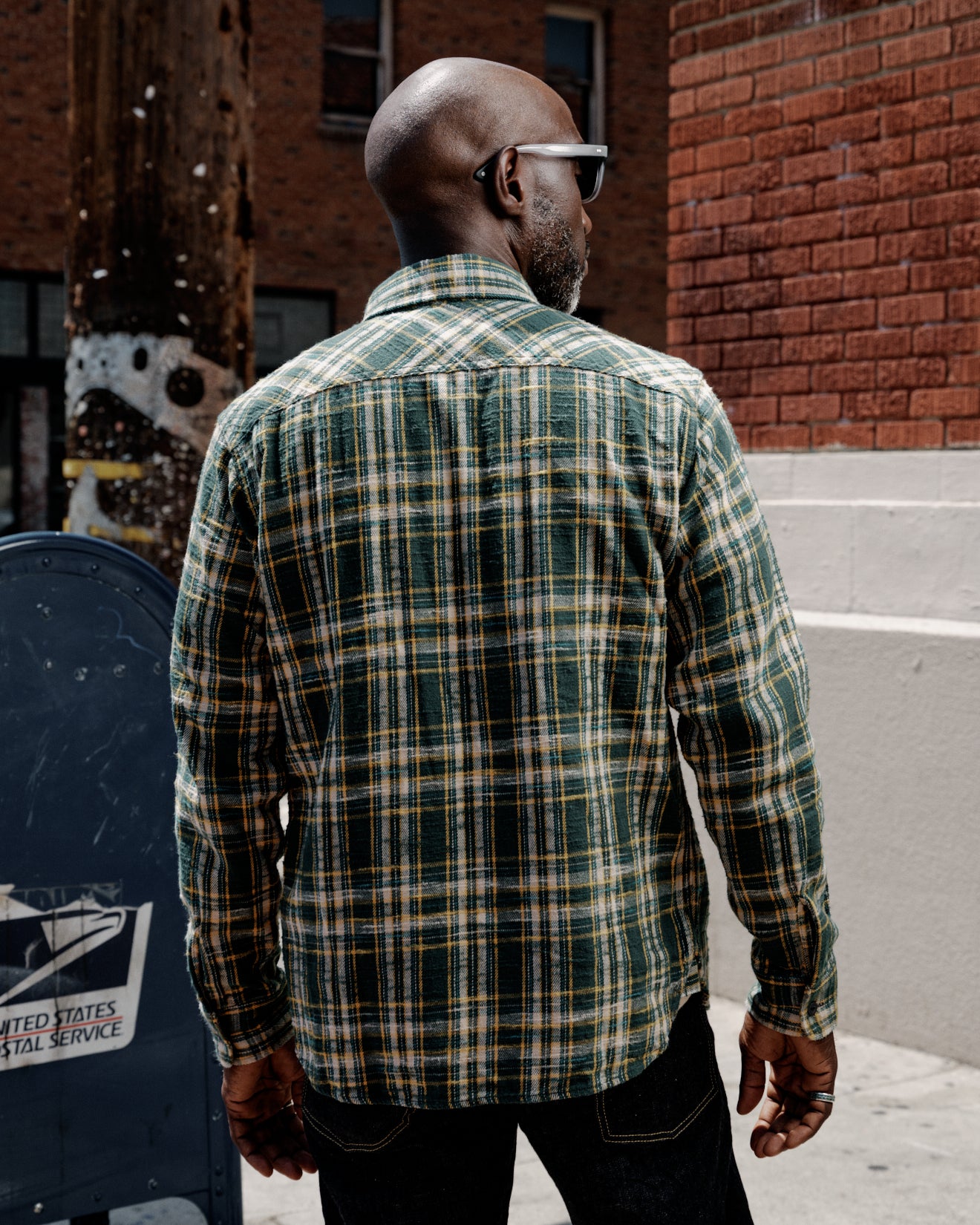 UES 502655 Slubby Flannel Shirt Green