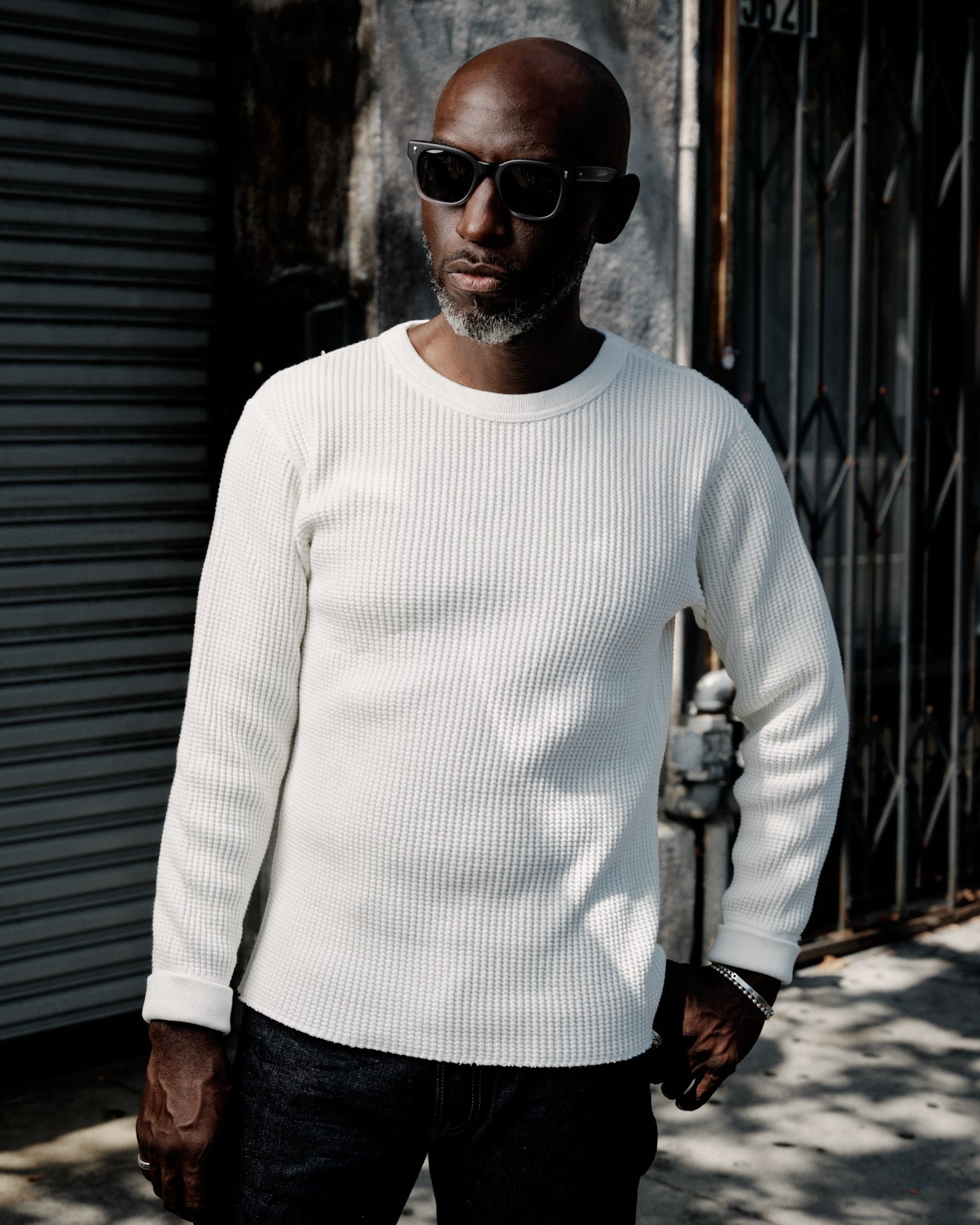 UES 60BW Big Waffle T-Shirt Off White