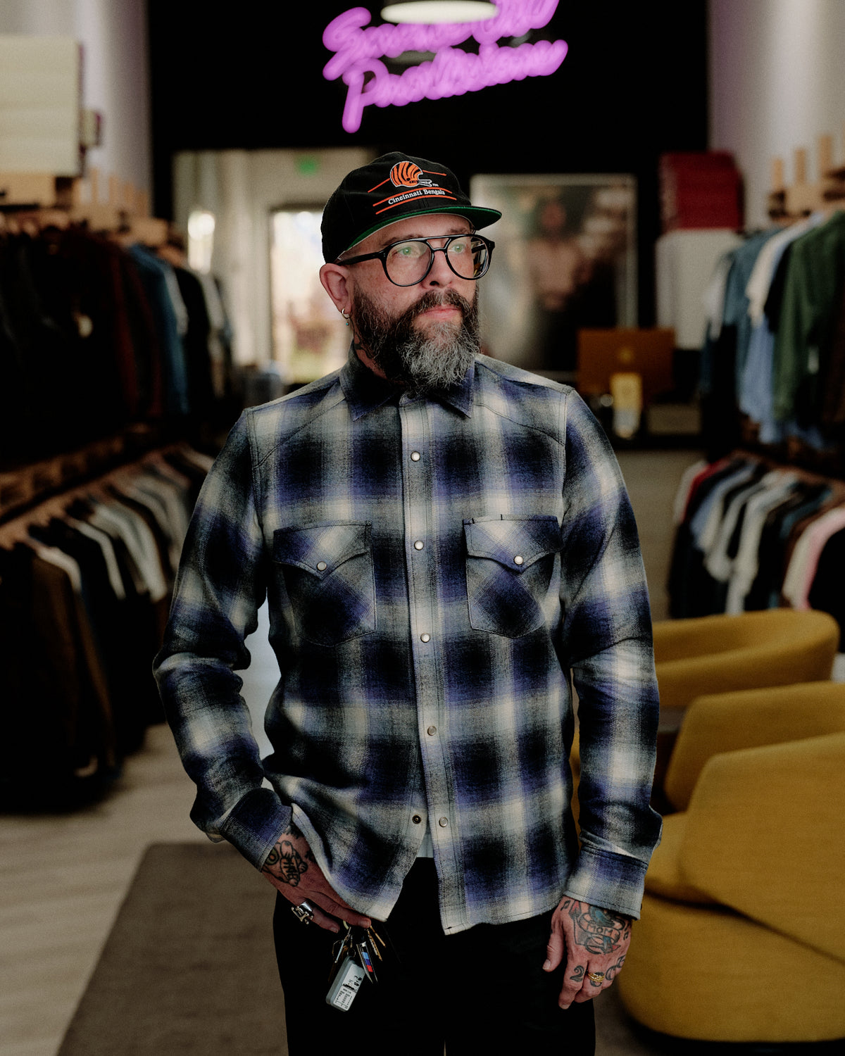 Rogue Territory Western Shirt Bluebell Brushed Plaid