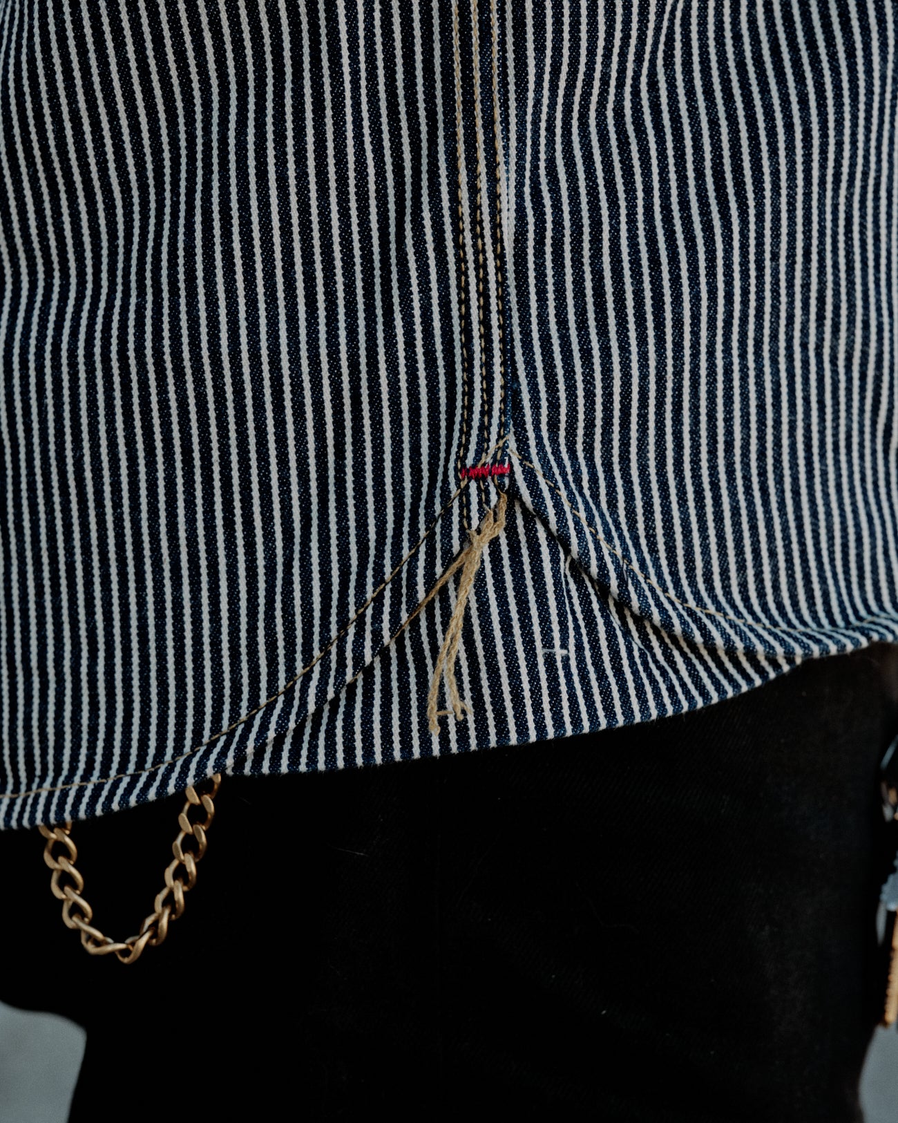 Brain Dead Hickory Stripe Half Zip Work Shirt Navy