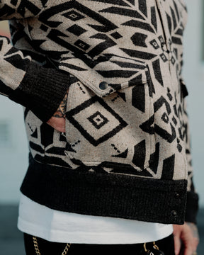 RRL Wool Western Sweater Jacket Black/ Cream