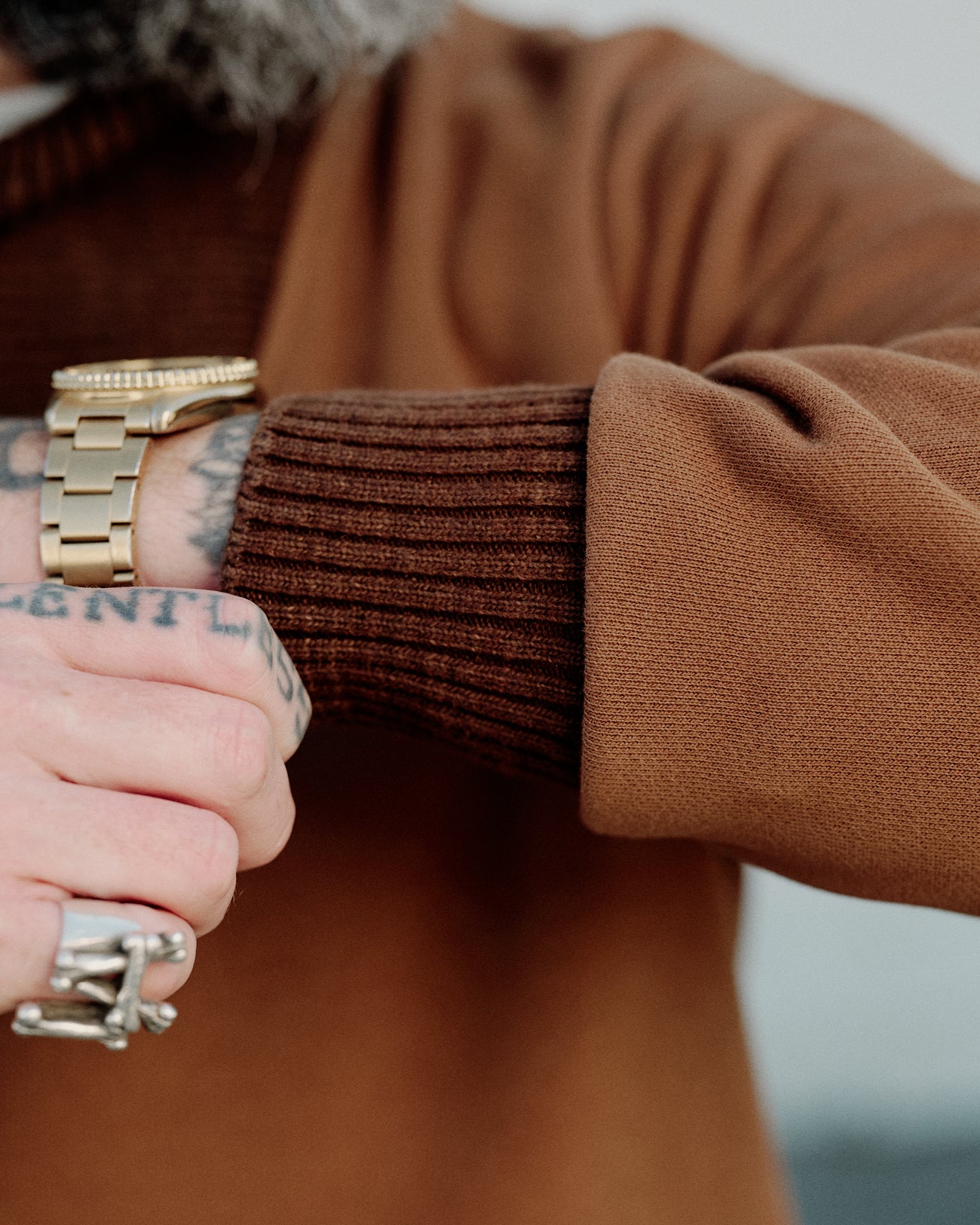 RRL Garment-Dyed Fleece Shawl Sweatshirt Tan