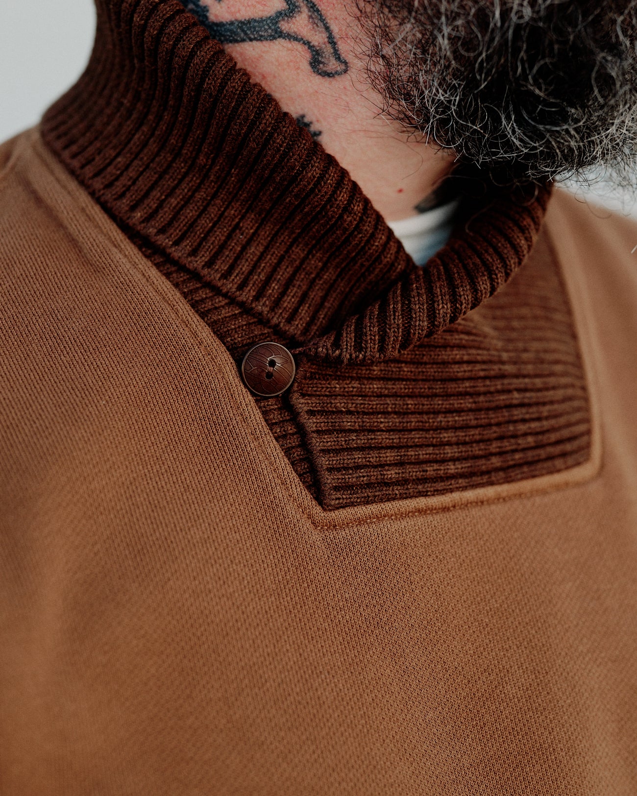 RRL Garment-Dyed Fleece Shawl Sweatshirt Tan