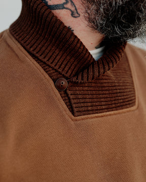 RRL Garment-Dyed Fleece Shawl Sweatshirt Tan
