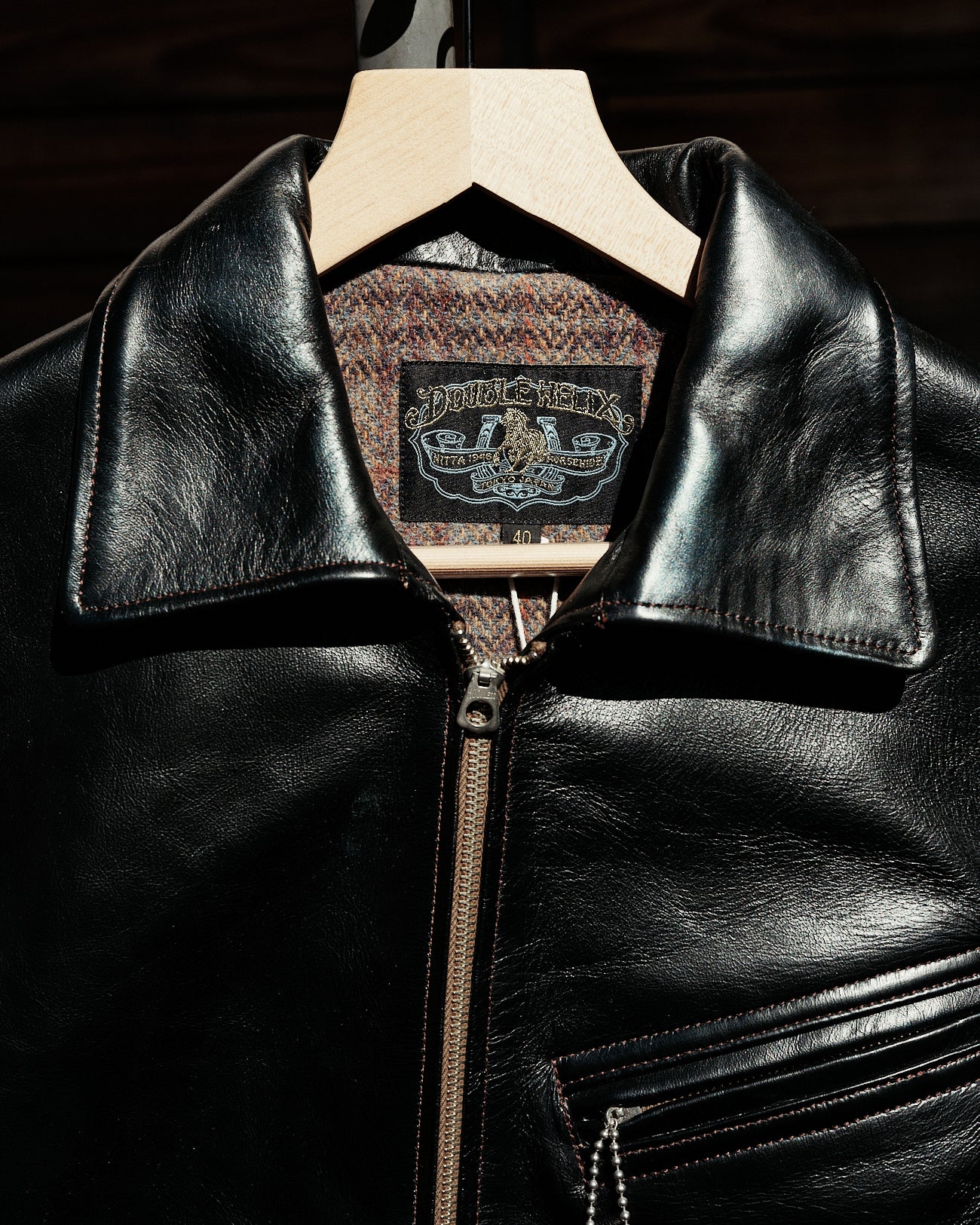 Double Helix Hugging The Curve Single Rider Jacket Black Teacore Horsehide