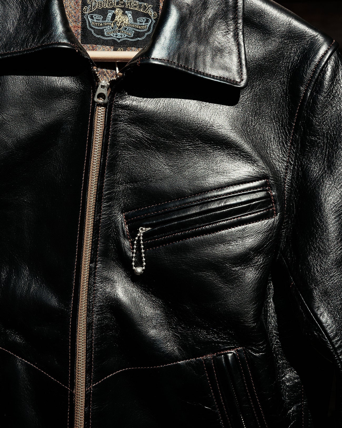 Double Helix Hugging The Curve Single Rider Jacket Black Teacore Horsehide