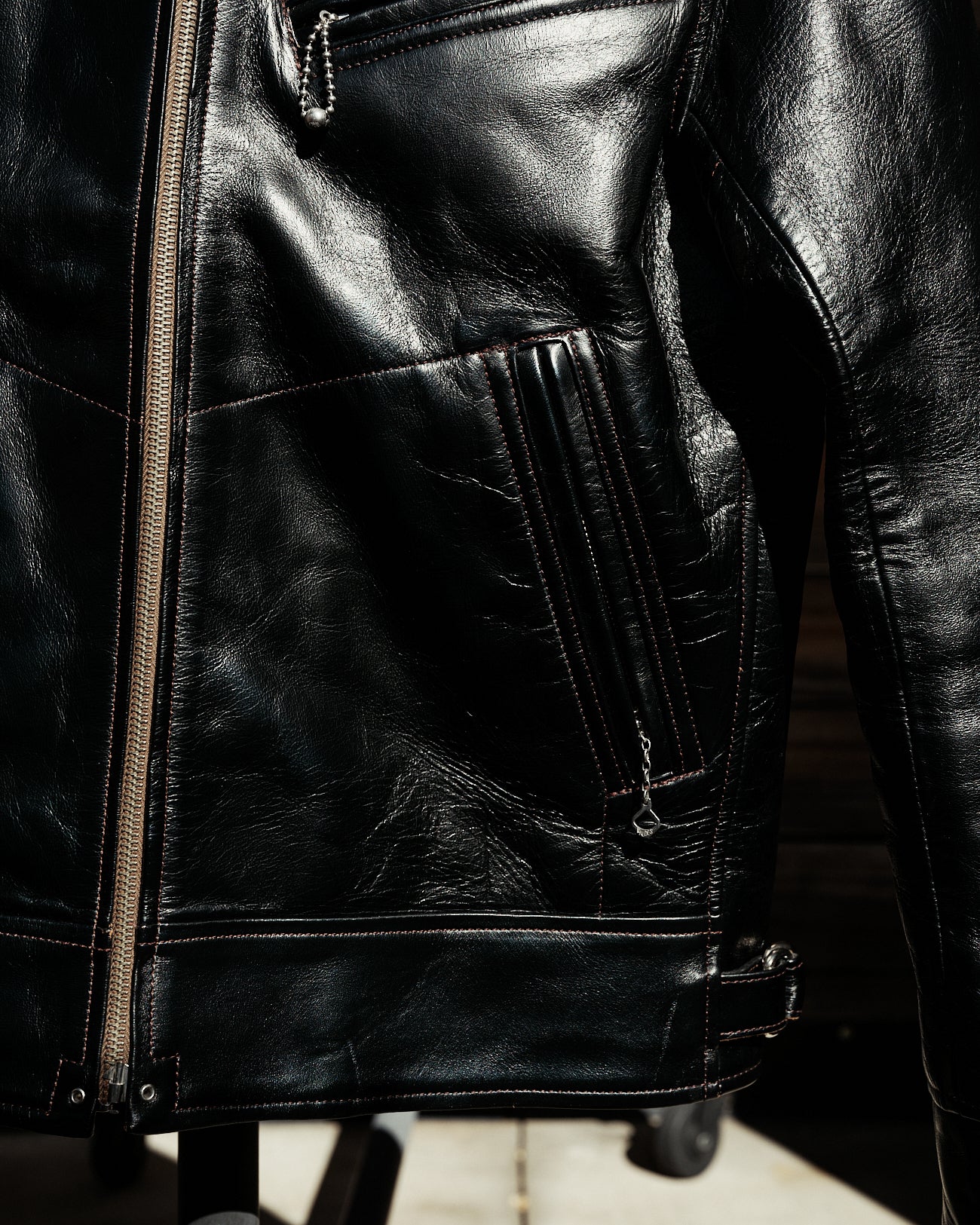 Double Helix Hugging The Curve Single Rider Jacket Black Teacore Horsehide