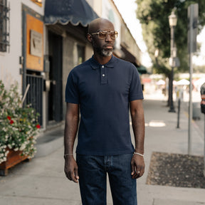 Drake's Dark Navy Piqué Cotton Polo Shirt